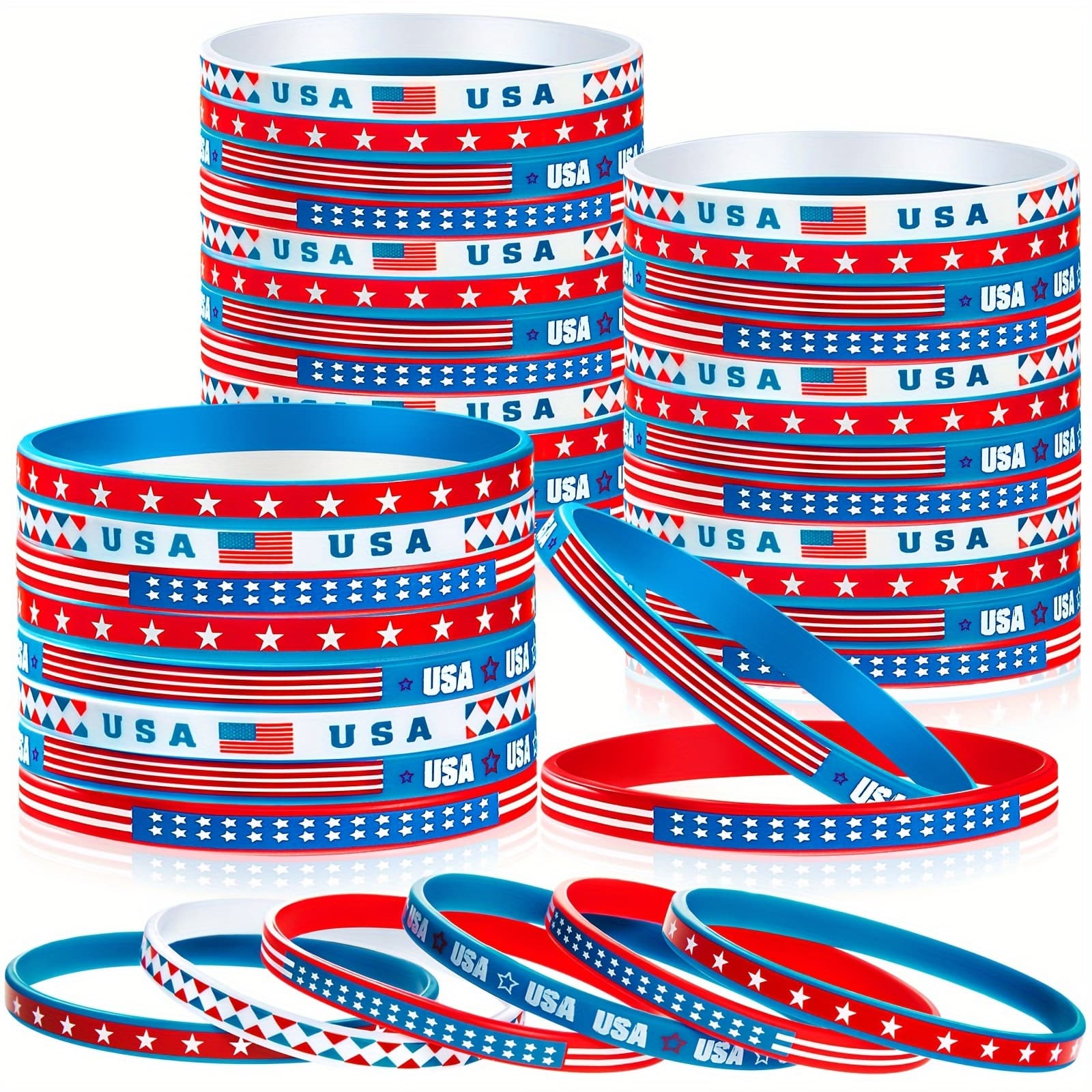 TEMU 100pcs Bulk Rubber Wristbands - Military Bracelets, Stretchable Color-coded Arm Bands For Day Gifts, Bulk Pack For Parties, Events, Team Uniform (durable)