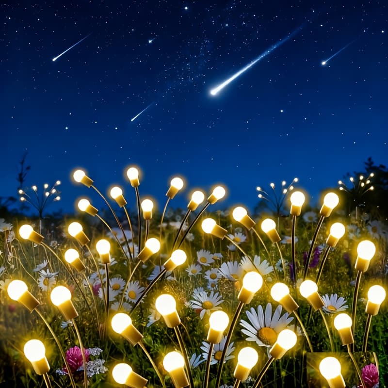 TEMU 16pcs Solar Garden Lights, Solar Swaying Lights, Wind Swaying, Solar Firefly Lights Outdoor Waterproof Landscape Decoration Lights, Yard, Path, Party, Warm White