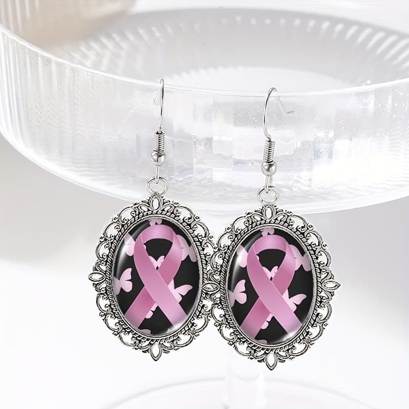 TEMU 1 Pair Earring Oval Dangle Earrings Glass Cabochon Jewelry Gifts