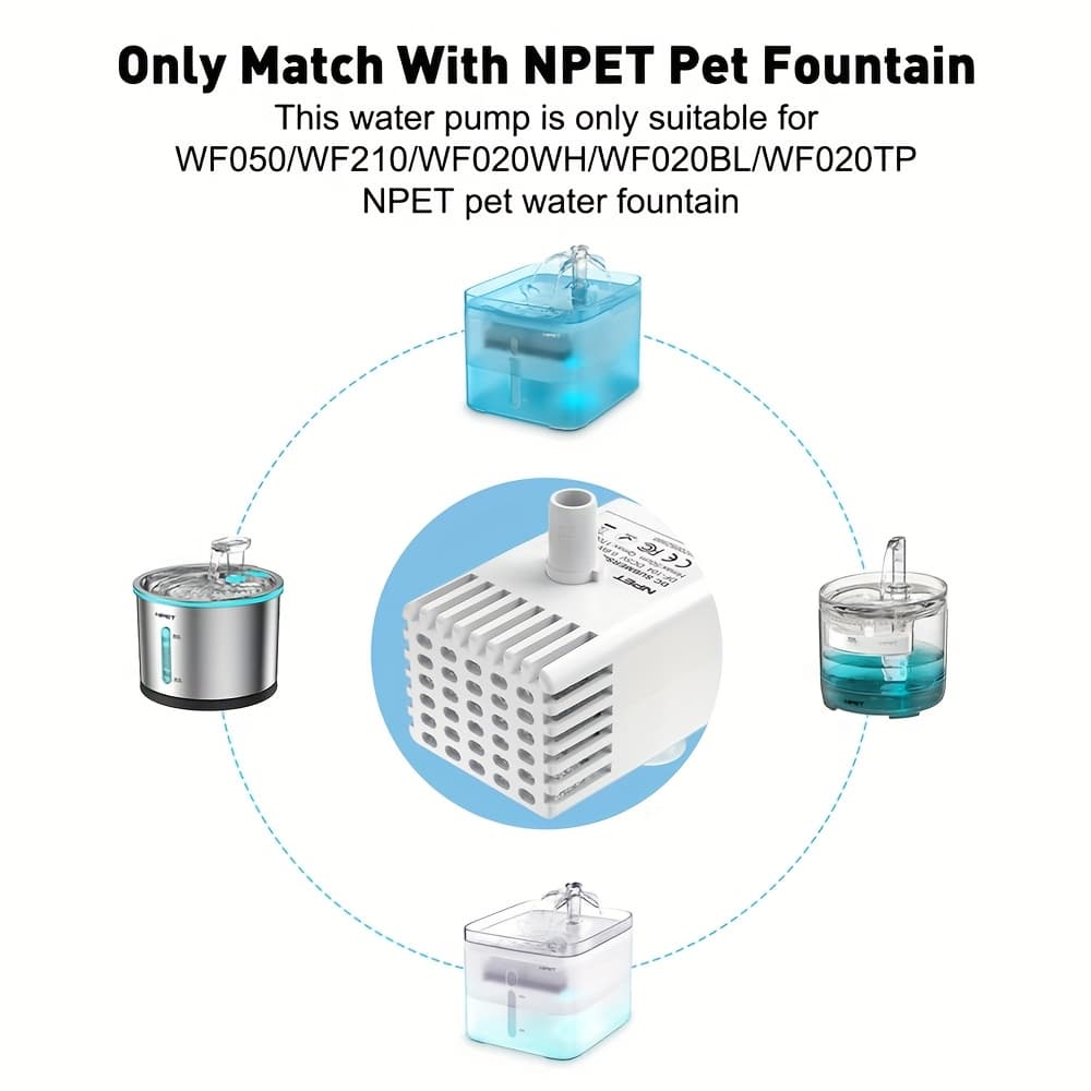 TEMU Npet F Replacement Pump With Led Light & Filter For Wf210/wf020/wf050 Cat Water Fountain