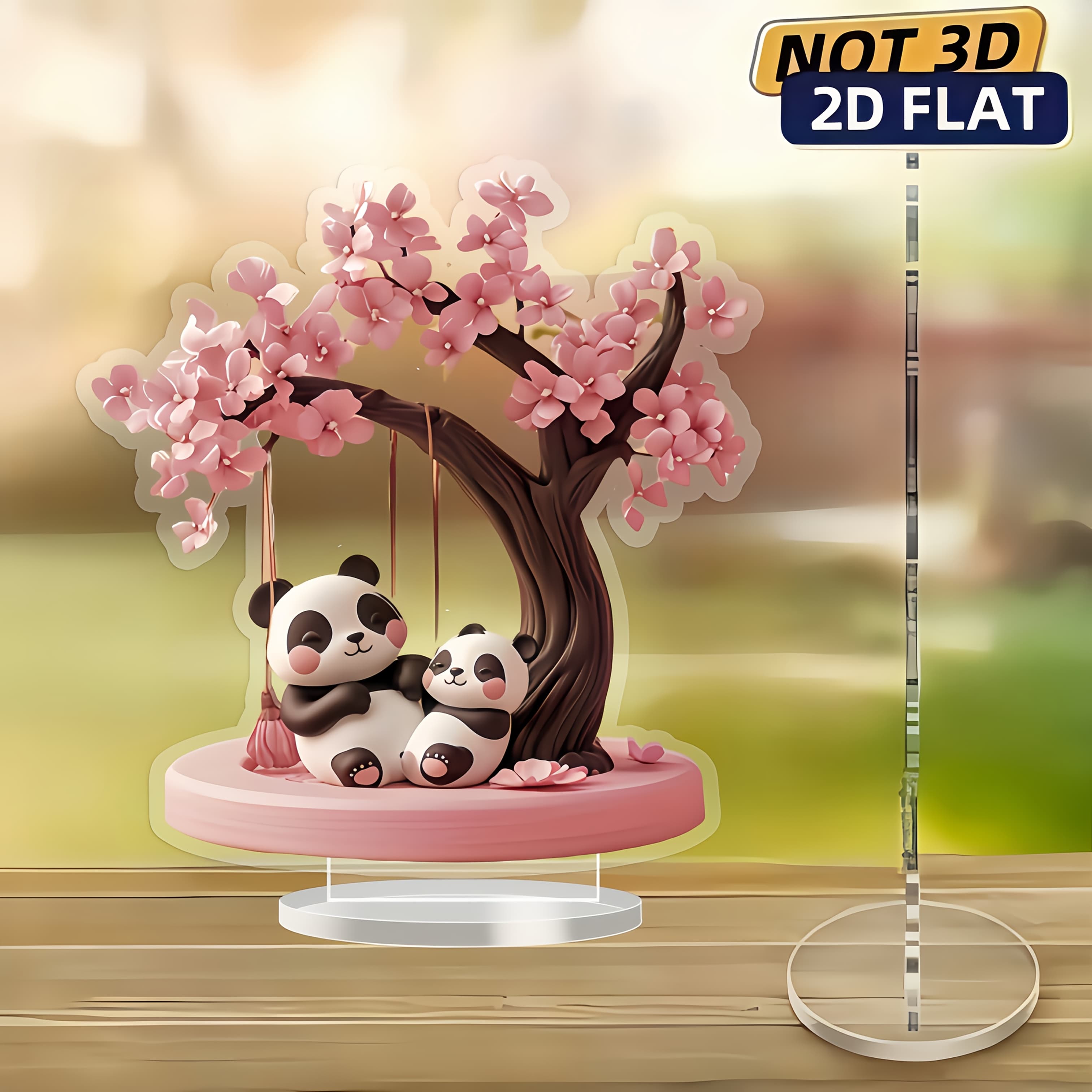 TEMU 2d Flat, 1pc 2d Flat Bohemian And Cherry Tree Acrylic Display Stand - Universal Holiday Decoration, No Electricity Or Battery Required, Perfect For Home And Office, Ideal Gift, 2d Flat