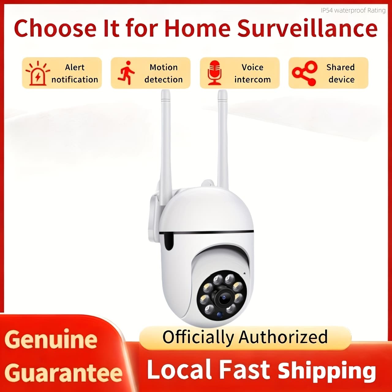 TEMU 1pc Smart .4g Wifi Security Camera | Wireless With Night Vision, 1440p Fhd, Ptz (pan/tilt/zoom), Intercom, Human/vehicle Detection, Ip54 Rating, Ideal For Apartment & Yard