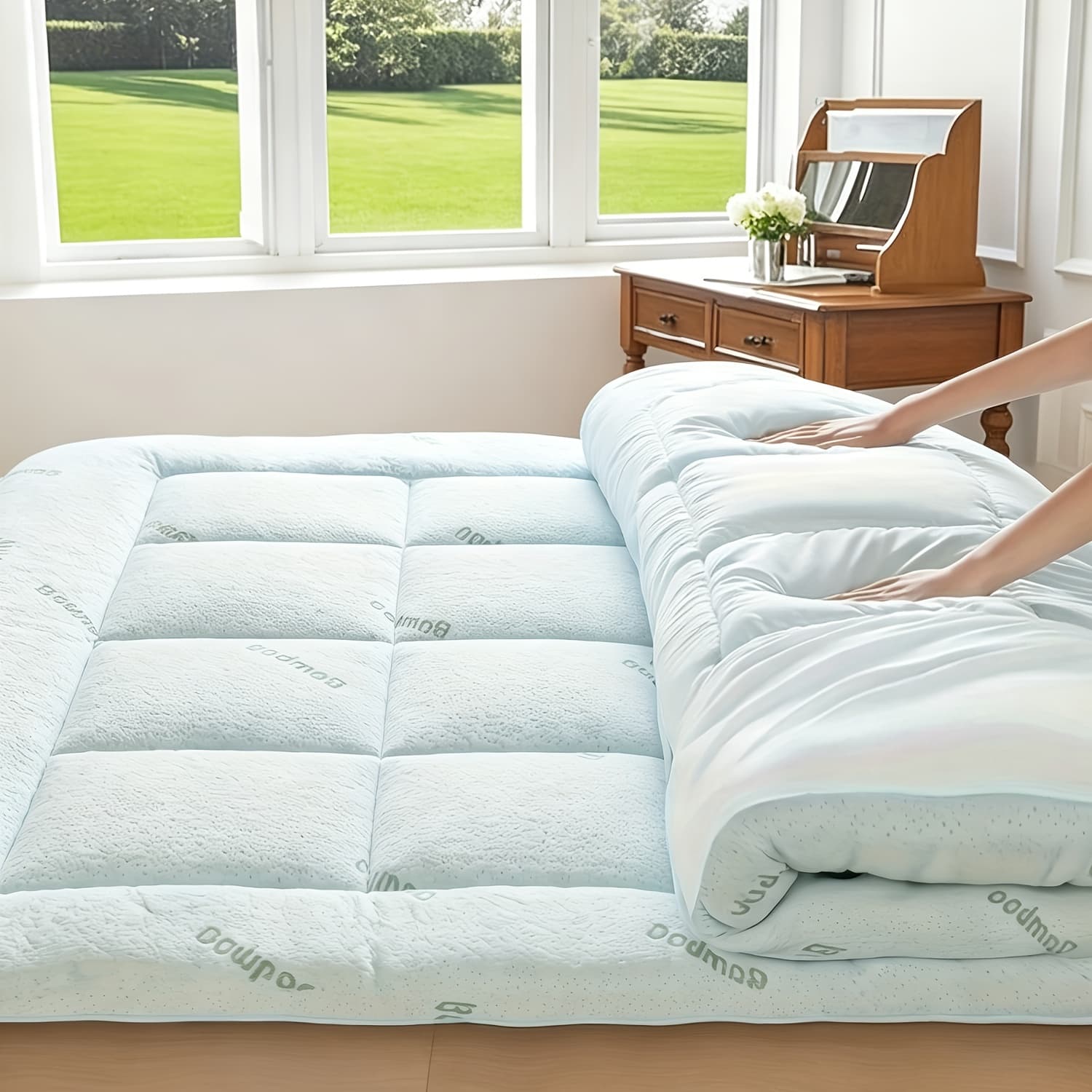 TEMU Cooling Topper, Pillow Top Breathable Mattress Pad For Sleeping, Soft Mattress Topper Pillow Top With 8-21" Deep Pocket