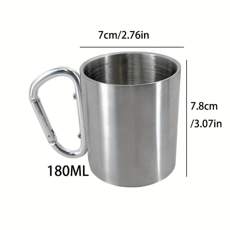 TEMU 1pc Travel Camping Portable Water Cup With Stainless Steel 304 Inner Metal Cup For Backpack/pendant Use