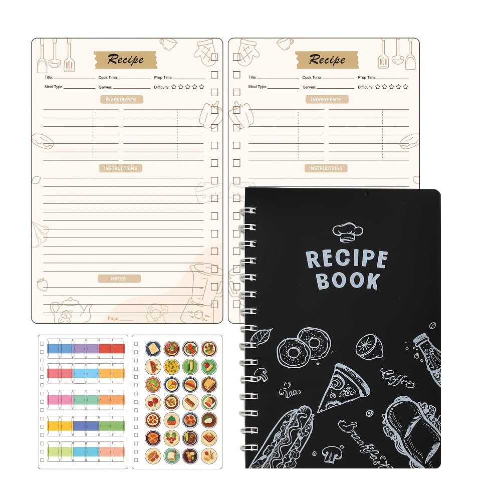 TEMU Blank Recipe Book A5 Hardcover Recipe Journal Book For Adults To Record And Organize Personal Recipes Make Your Own Cookbook Stickers And Food Stickers Hold Up To 96 Recipes