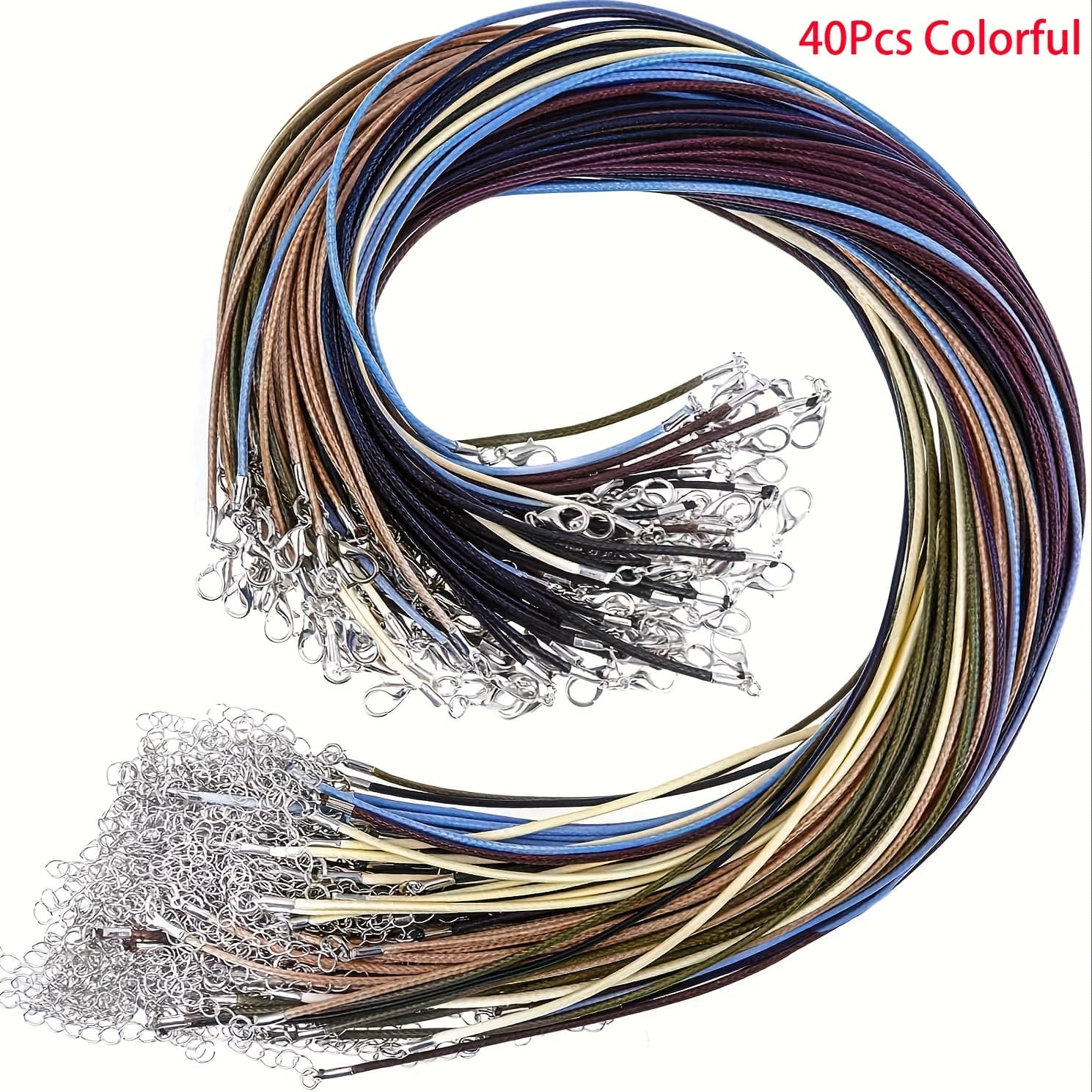 TEMU 40pcs Pu Leather Cord With Clasp, 20-inch Waxed Pu Leather Necklace Cord, Colorful Pendant Necklace String, 1.5mm Rope, Suitable For Diy Bracelet And Jewelry Making Supplies For Small Businesses