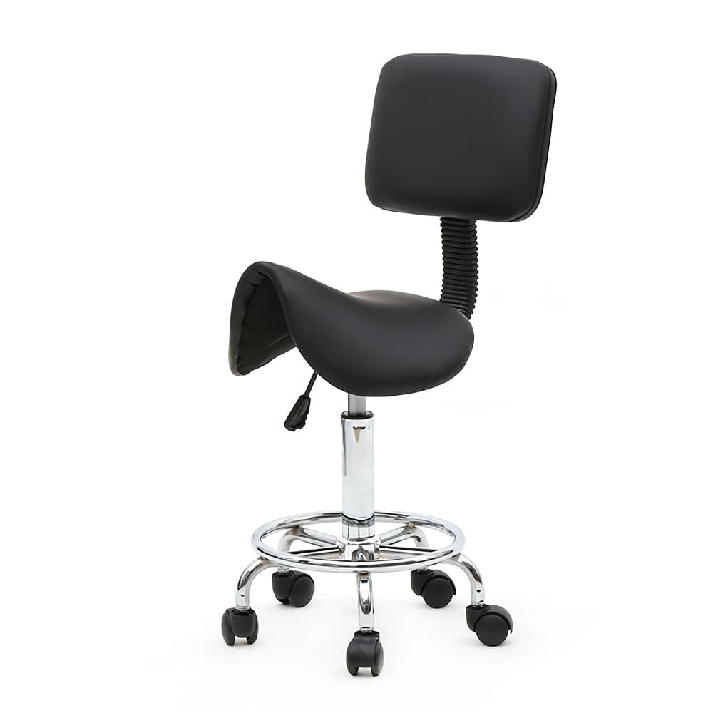 TEMU Shape Salon Stool With Back - Black, Height Adjustable | Ideal For Hair Salons, Beauty Spas & Barber Shops