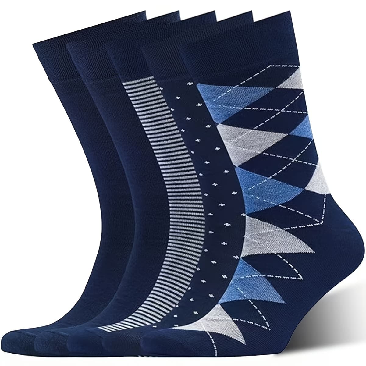 TEMU 5 Pairs Men's Mid-calf Socks Rhombus Men's Mid-calf Socks