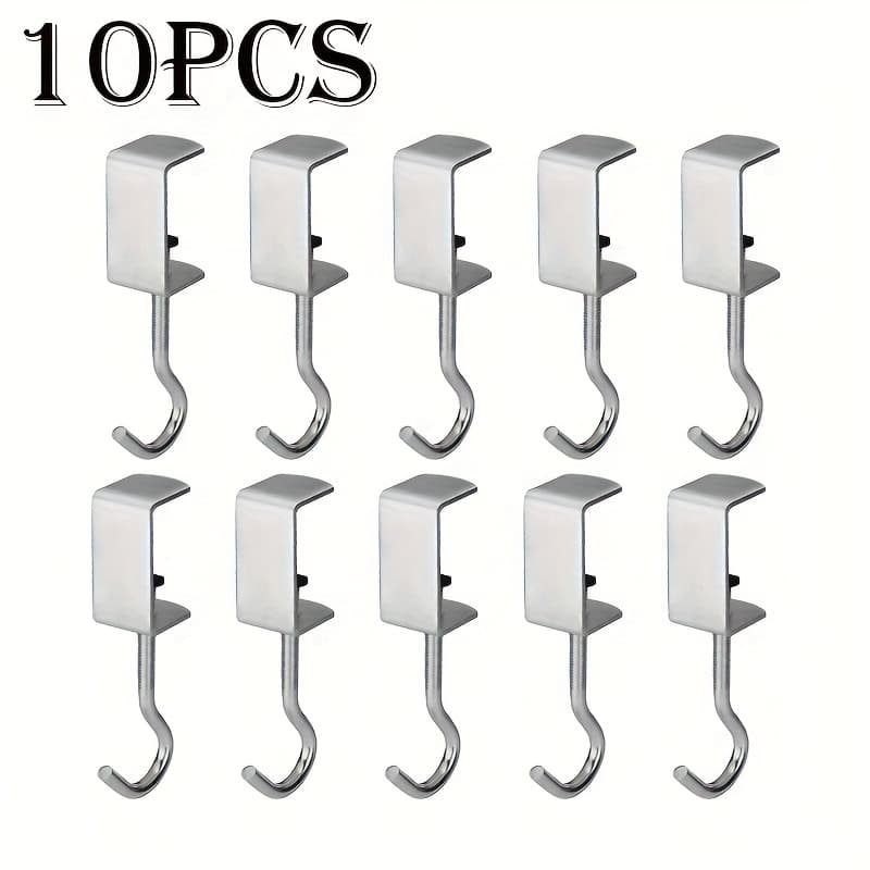 TEMU 5/10pcs Of No-drill Rotating Iron Desk Hooks, Of To 110 , Portable And Detachable Hooks, Suitable For Dormitory Desks, Organizing Home Storage Additions, Utility Hooks