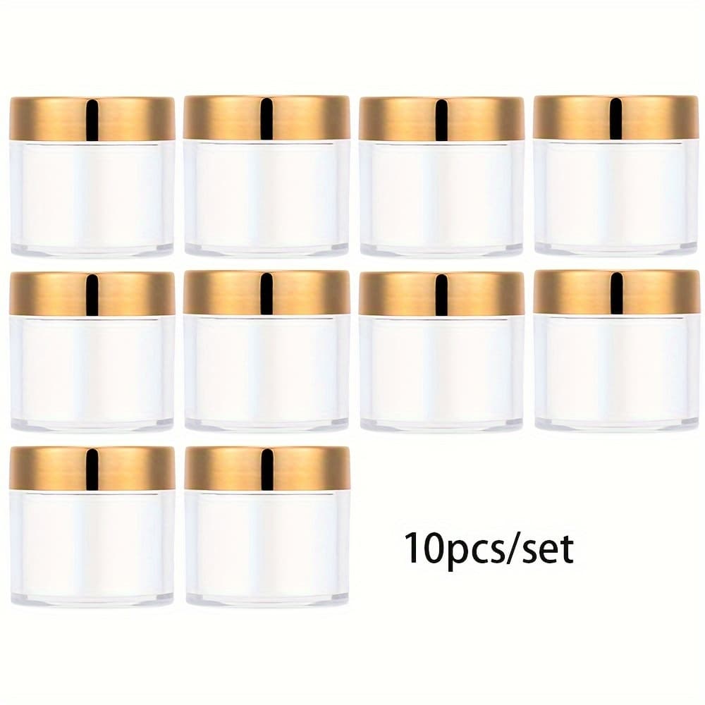 TEMU 10pcs 1oz/30g Clear Plastic Jars With Golden Lids - Sulfate-free, Containers For Cosmetics, Lotions And Creams - Perfect For Travel Organization