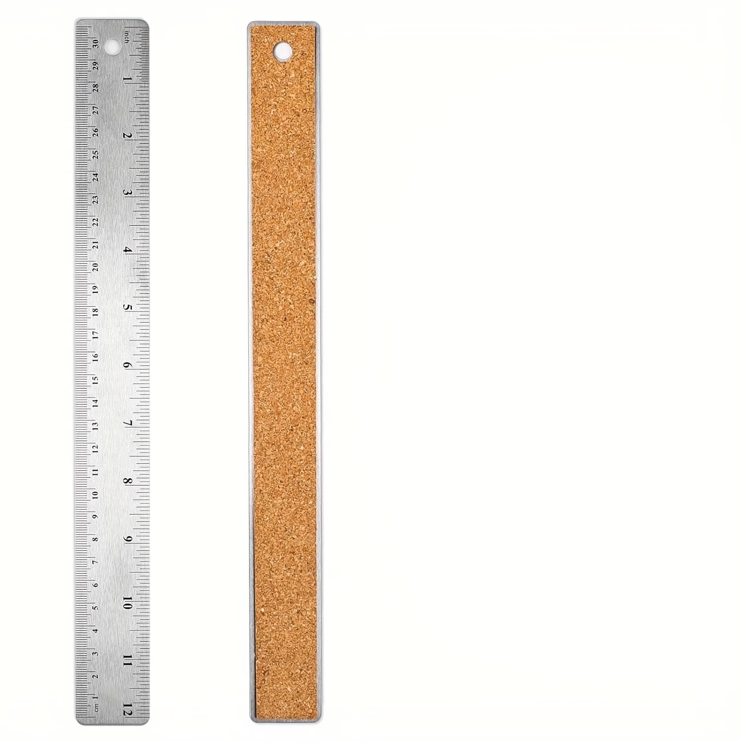 TEMU 1/2pcs Metal Ruler Cork Backed 6 Inch 12 Inch Stainless Steel Metal Rulers With Cork Backing Non-slip Straight Edge Ruler With Inch And Centimeters For Student School Office Drafting Tools
