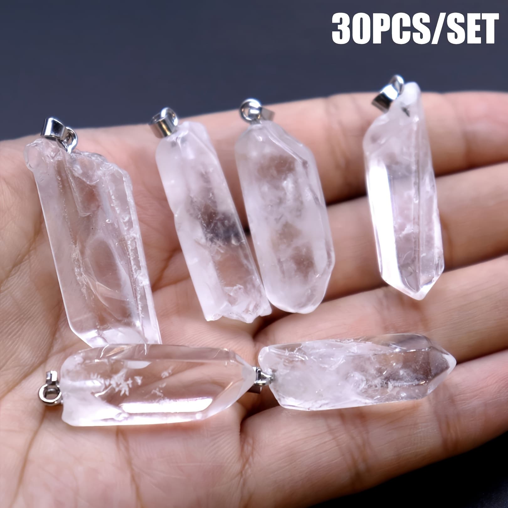TEMU 30pcs/set Natural Stone Irregular , Pendants For Making Bracelet Perfect Gifts For Decor (women Men, Hole: 5x2.5mm)