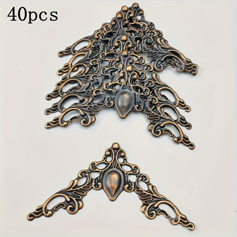 TEMU 40pcs Decorative Metal Corner Protectors - Openwork Suitable For Books, Gift Boxes, And Crafts, Hardware Additions