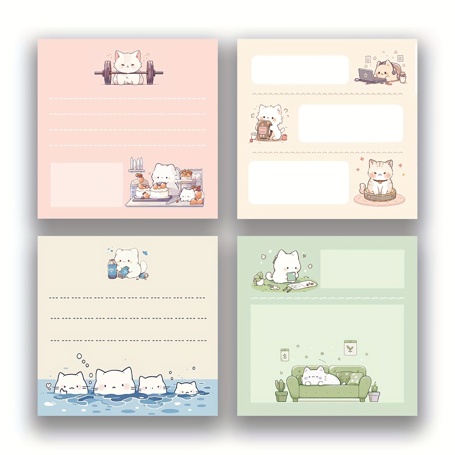 TEMU 1pc/4pcs Cat Notes 3x3 Cute And Aesthetic Self- Pads For School, Office, And Home - Ideal Gifts For Teachers, Women, And Coworkers