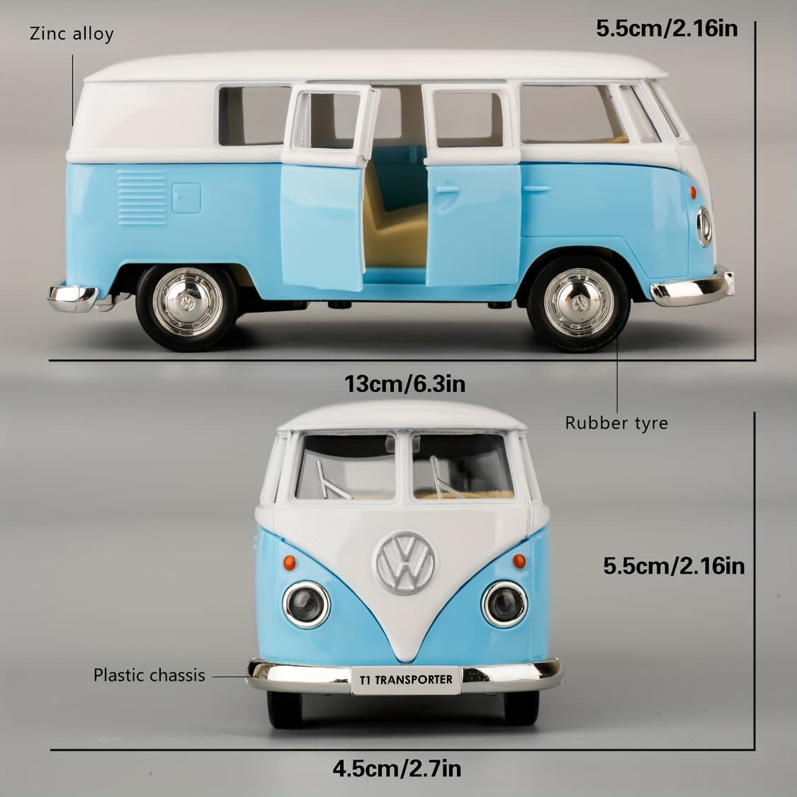 TEMU Simulation 1:36 Scale Alloy Golden Bus T1 Model, A Vehicle That Features And A Pull-back Mechanism, Perfect As A Gift For And For Holidays, Christmas, Or Birthdays, In Blue