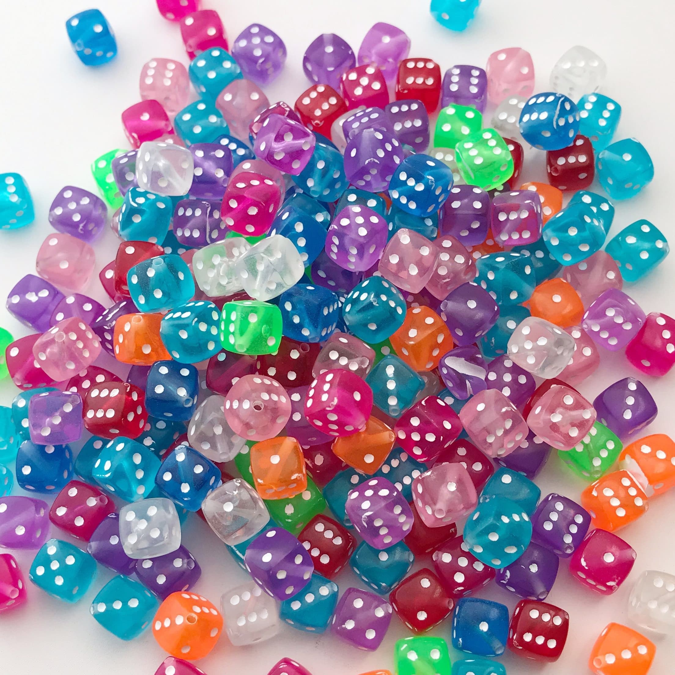 TEMU 40pcs Mixed Color Acrylic Dice Beads For Making - Perfect For Handcrafted Necklaces, Phone Charms & Accessories Charms For Jewelry Making Beads For Jewelry Making