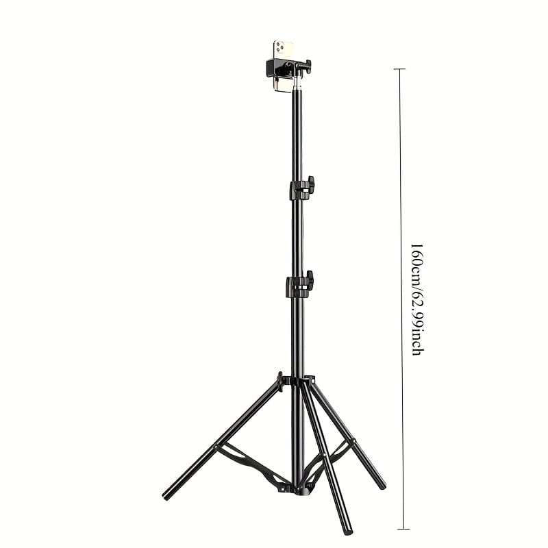 TEMU Universal Retractable Plate Holder Floor Stand, Adjustable Height, Portable, Pan Head, Tripod, With 1/4 Inch Screw, Retractable Height, For Smartphones, Cameras, Projectors