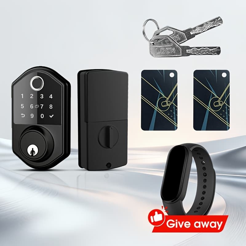 TEMU Biometric Fingerprint Smart Door Lock, Keyless Entry, Automatic Locking, Electronic Keypad , Biometric Recognition, Anti-peeping Password,