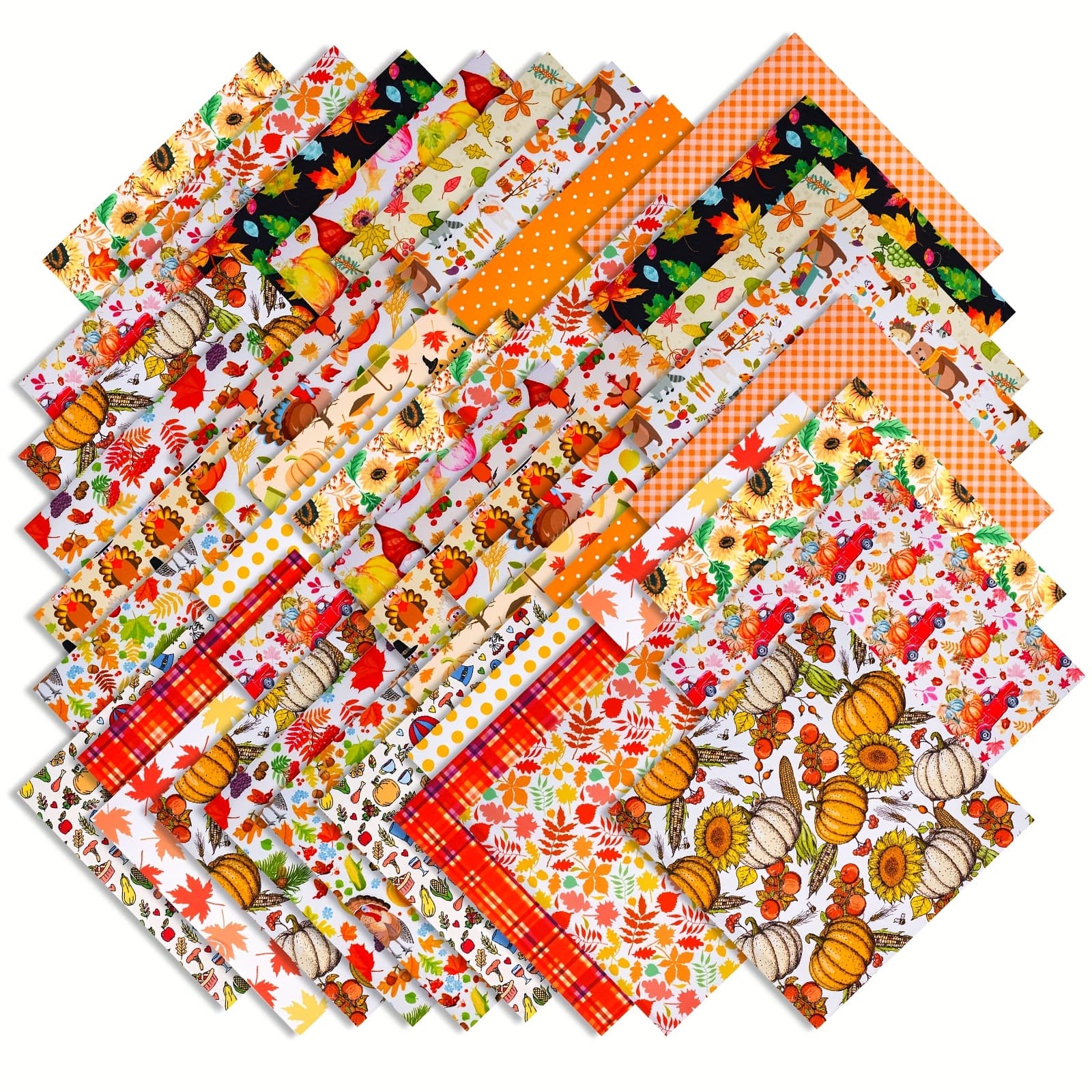 TEMU 80pcs Fall Cotton Fabric Bundles 10x10 Inch Autumn Thanksgiving Quilting For Craft