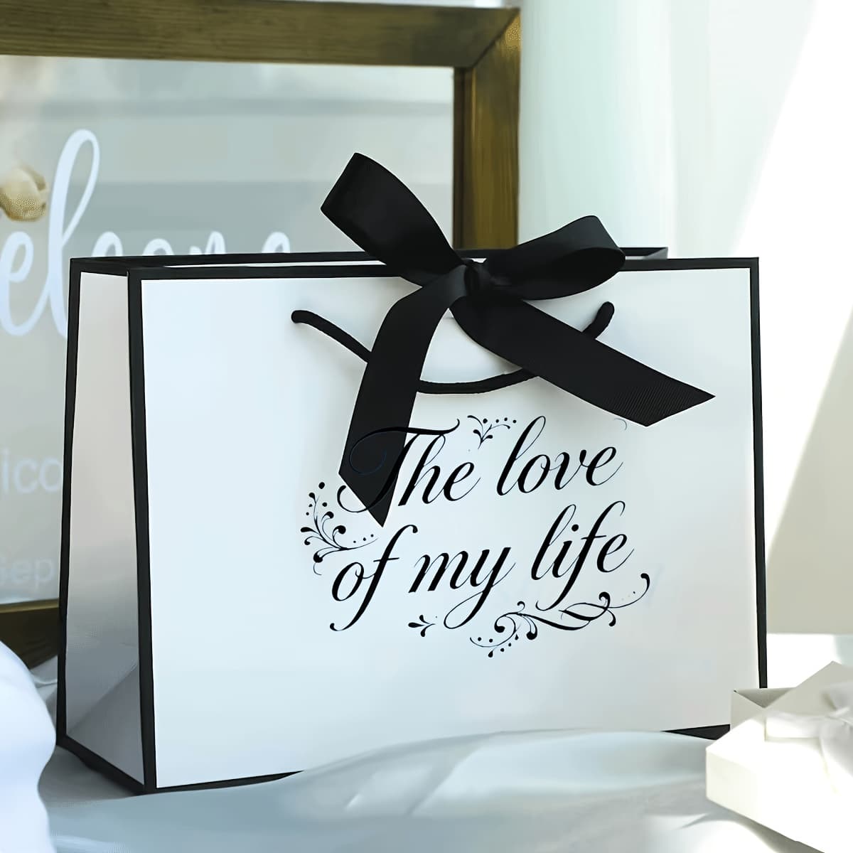 TEMU 1pc "love Of A " Gift Bag - Wide Base Foldable Style, Reusable, Sturdy , Versatile For Father's Day/birthday/christmas/valentine's Day - Elegant Gift Box Companion