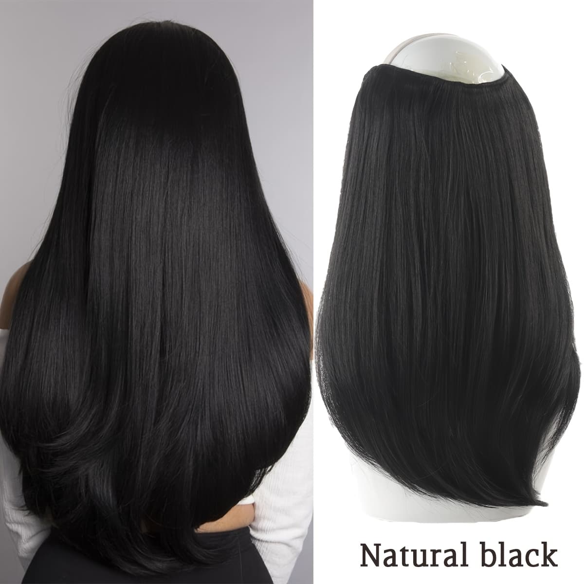 TEMU High-end U-shaped Hair Extension Piece Women's Hair Volume Increase Fluffy One-piece Straight Hair Invisible Seamless Extension Piece