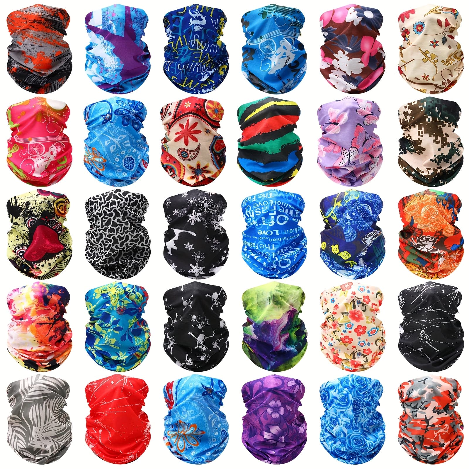 TEMU 30pcs Of Neck Gaiters, Elastic Scarves, Headbands, And Sweat-absorbing Bandanas Suitable For Men And Women During Sports, Yoga, And Running