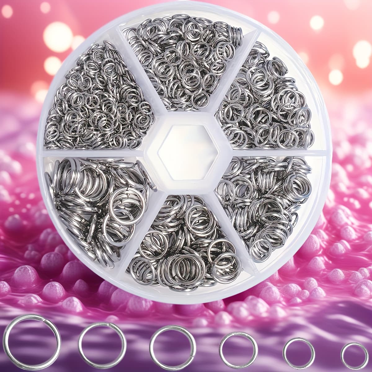 TEMU 880pcs 304 Stainless Steel Jump Rings For Jewelry Making, Open Jump Rings In Sizes 4/5/6/7/8/10mm Silvery O-rings For Diy Bracelets, Earrings, And Necklace Connectors
