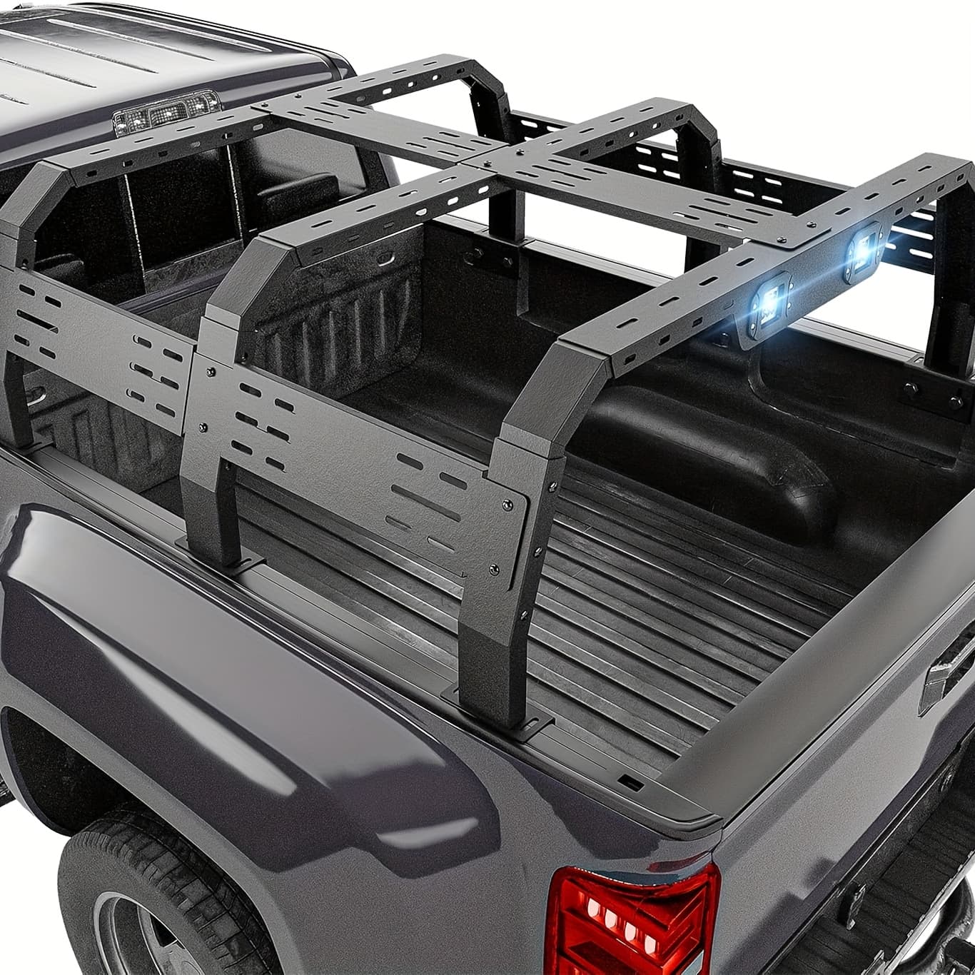 TEMU 23" Truck Bed Racks With 2 Led Lights Compatible For F150 For Silverado & For Sierra 1500 For 1500 For Tundra For For Frontier For For Canyon For For , Cargo Carrier
