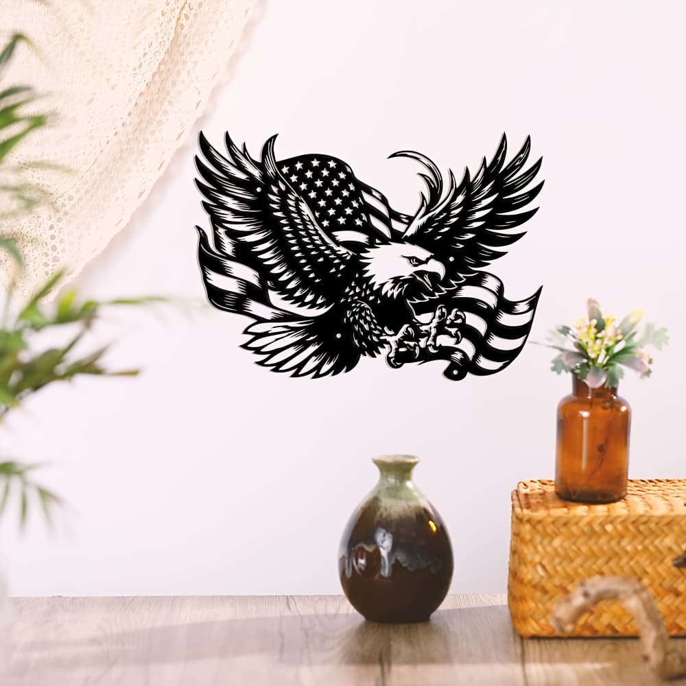 TEMU American Bald Eagle Wall Sculpture - Classical Flag Hanging For Day, Decoration, Patriotic Gift - Horizontal, Christmas, Easter, Thanksgiving, Father's Day - Wall Mount