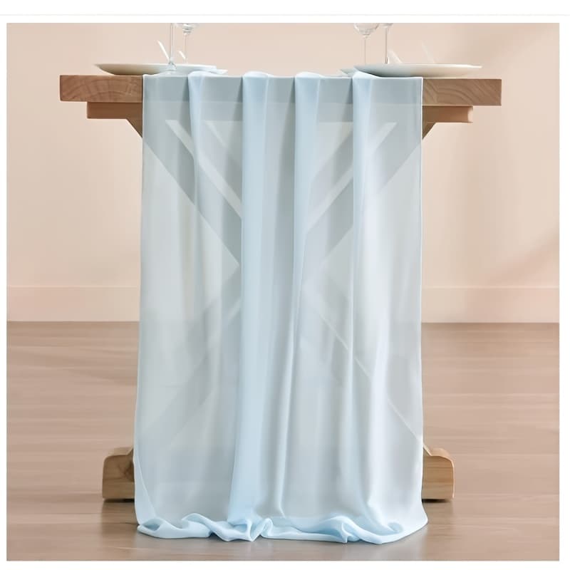 TEMU Light Blue Chiffon Table Runner 1pc Wedding Baby Shower Bridal Shower Party Long Easter Spring Centerpiece Home Decorations