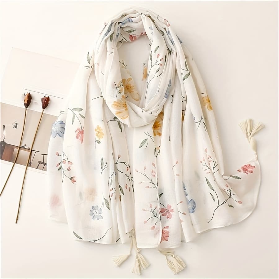 TEMU Spring-summer New Women' Colorful Casual Tassel Scarf Fashion Turban Shawl Travel Vacation Beach Towel