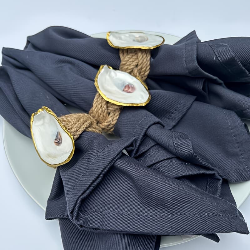TEMU 6 Summer Beach Wedding Napkin Rings, Shells, Wedding And Valentine's Gifts For Girlfriend, Party Napkin Rings, Western Restaurant Bohemian Napkin Rings, Party Table Decorations