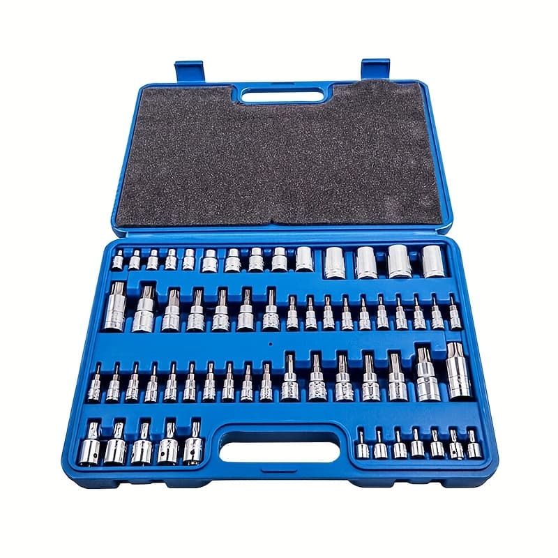 TEMU 60pcs Master Torx Bit Socket And External Torx Socket Set, 1/4", 3/8", 1/2" Drive Bits, Female E-torx Sockets E4-e24, Star Socket Bits -t70, Tt6-tt70, Tp8-tp60, & S2 Alloy Steel