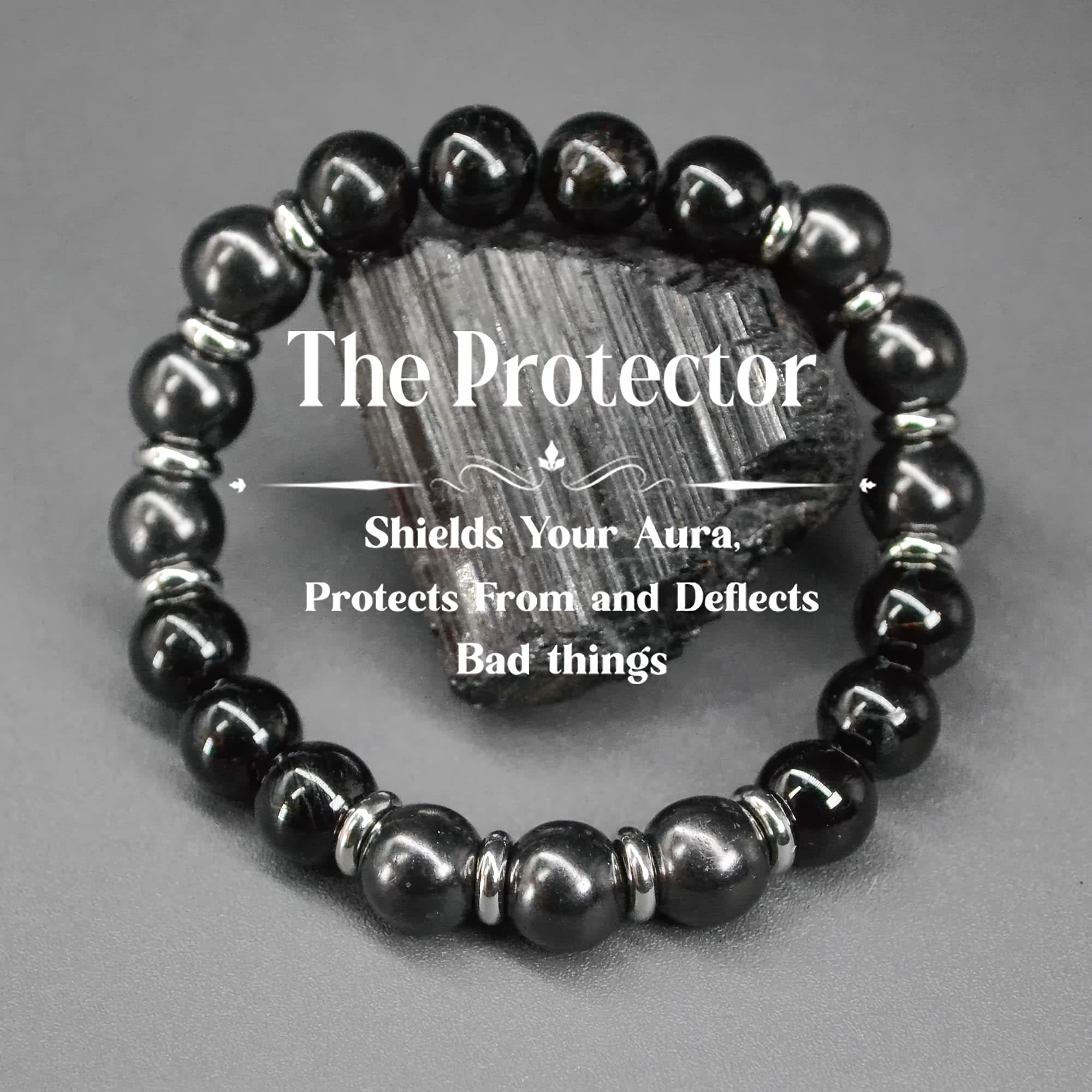 TEMU Guardian Natural Stone Obsidian Beaded Bracelet Men Women Everyday Protection And Grounding Crystal Bracelet Gift
