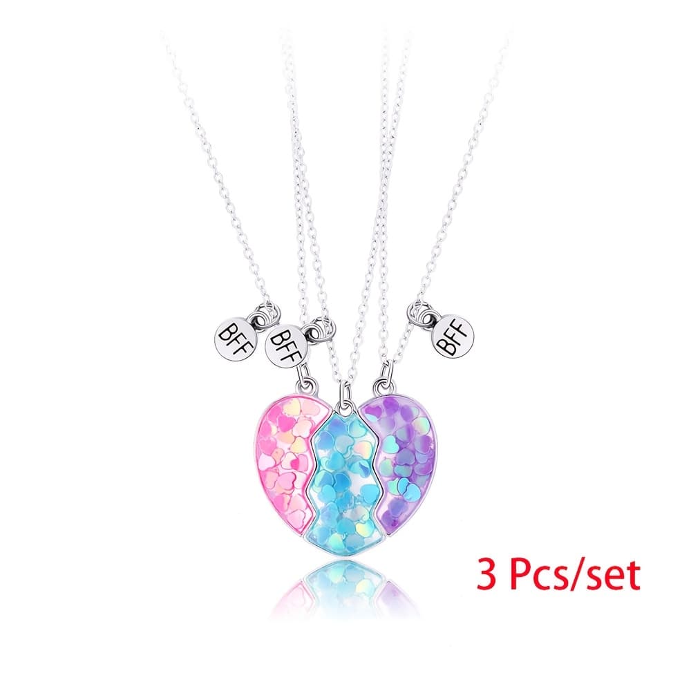 TEMU Set Of 3 Heart Pendant Necklaces With A Stitching Design, Easy And Stylish For Everyday Wear, Perfect Friendship Jewelry, Suitable As A Gift For Men, , Or Couples