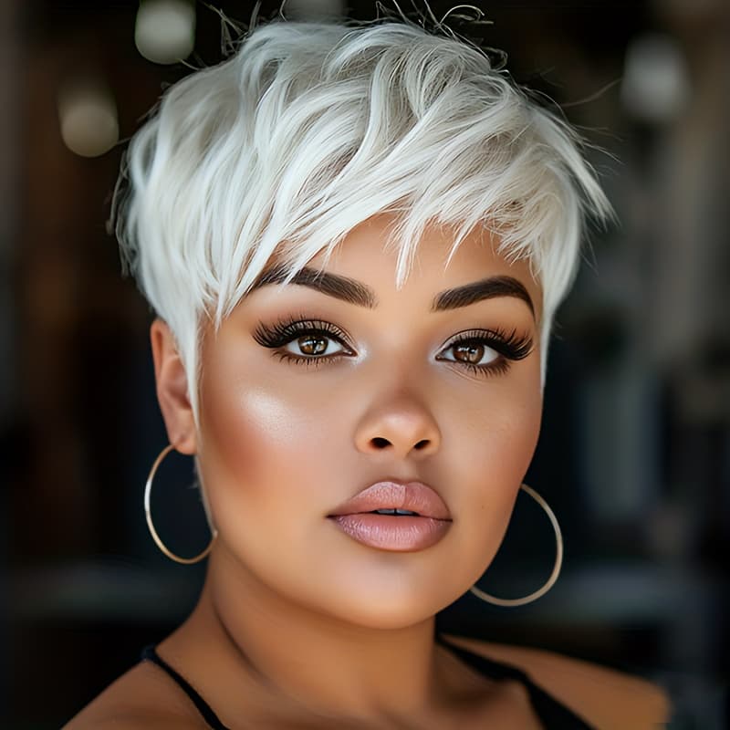 TEMU Short Straight Hair Wigs With Bangs Synthetic White Wig For Women Suitable For Daily Use, Halloween, Christmas, Cosplay And Themed Parties
