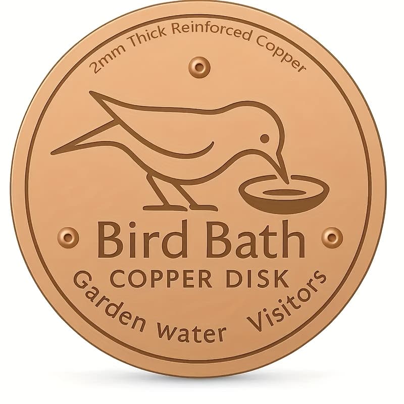 TEMU Bird Bath Copper Disk, 0.6mm Thickened 99.99% Pure Copper Cleaning Plate With Three- For Physical Safety Cleaning Water, Universal Suitable For Outdoor Bird Baths And Bowls