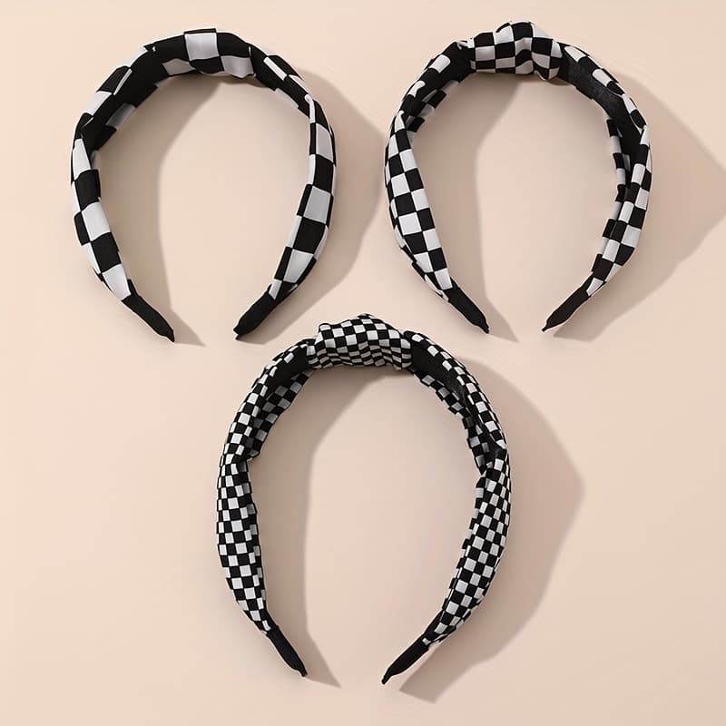 TEMU 3pcs/set Retro Minimalist Black And White Knotted Hair Hoop For Women - Versatile Stylish Everyday Headband