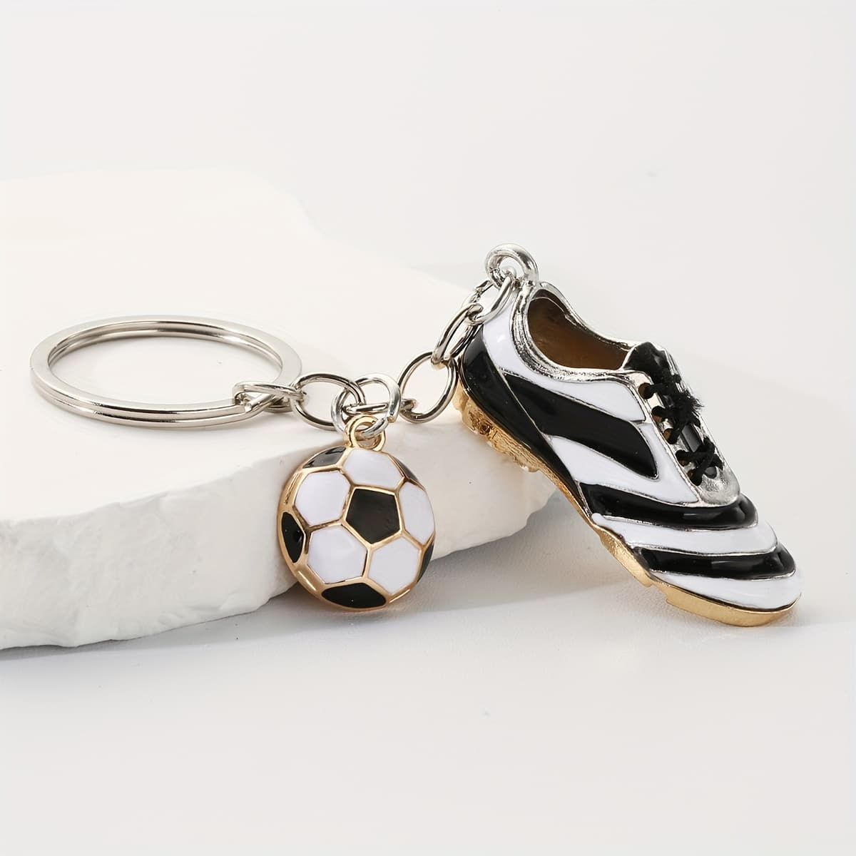 TEMU 1 Creative Alloy Metal Football Shoe Keychain Pendant, Car Bag Pendant For And Brothers As A Commemorative Gift