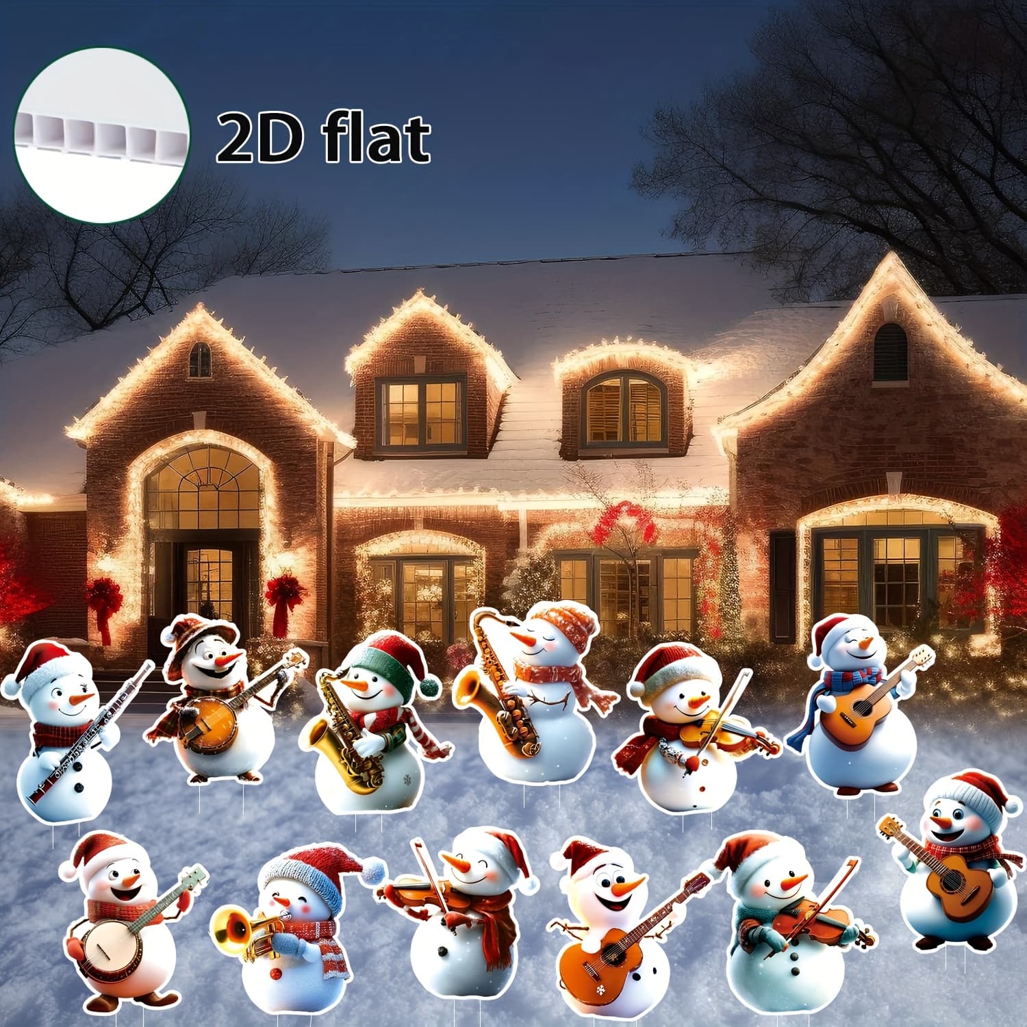 TEMU 2d Flat, 12pcs Christmas Gingerbread For Man Yard Signs With Stakes - Xmas Gingerbread Yard Stakes Lawn Signs For Christmas Holiday Pathway Garden Favors, 2d Flat