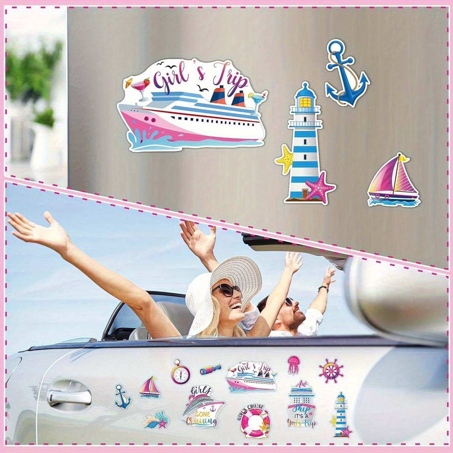 TEMU Set Of 12 Cruise Door Magnets For Decoration, Featuring Nautical Ship Designs, Car Fridge Stickers, Anchor-shaped Cruise Cabin Fridge Magnets, Suitable For Cabin Parties And Celebrations.