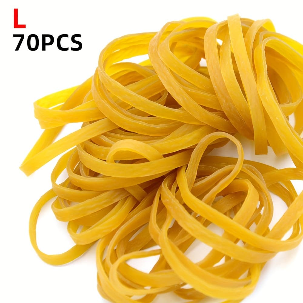 TEMU 70pcs Of High-quality Stretchable Strong Yellow Rubber Bands