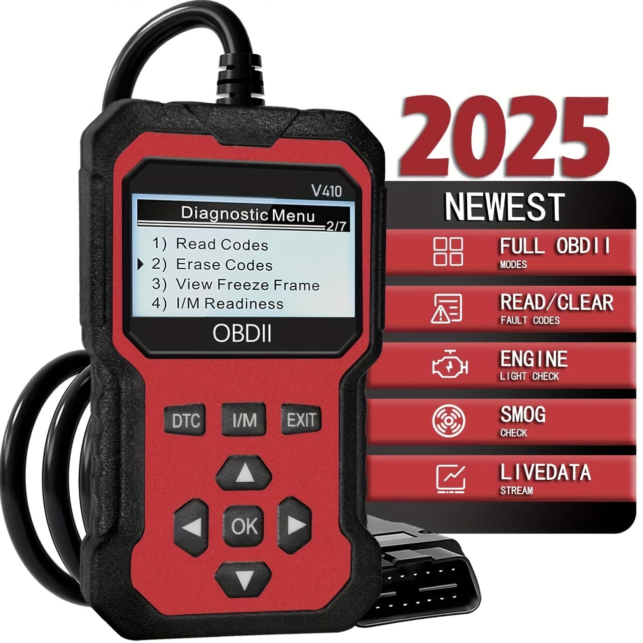 TEMU Scanner Diagnostic Tool, Check Engine Code Reader Scanner With Reset, I/m Readiness, Engine Light Car Diagnostic Scan Tool For All Obdii Car