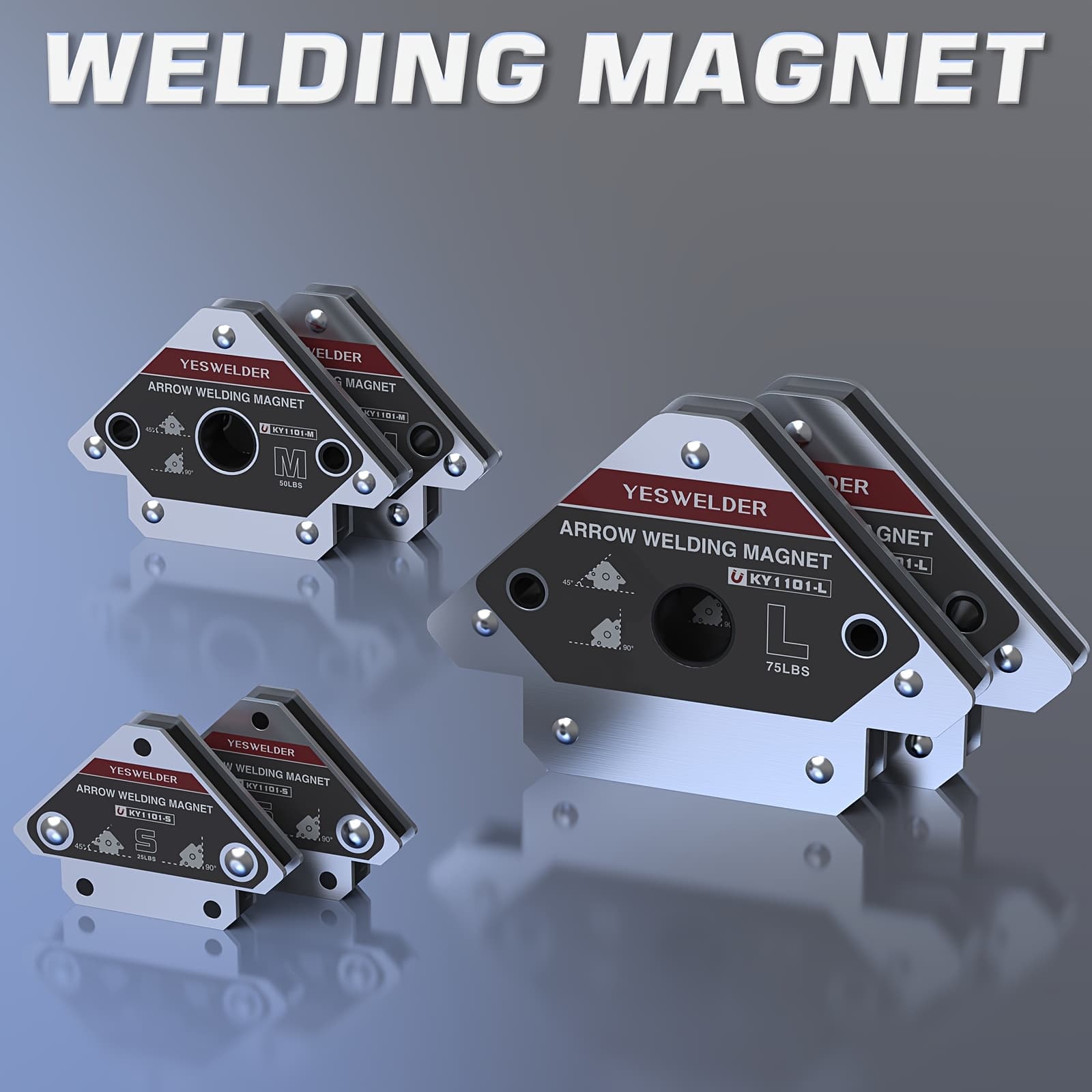TEMU Yeswelder 25 Lb & 50lb & 75 Lb Welding Magnet 6pcs Of Magnetic Welding Holder 25 Lbs/ 50 Lbs 75 Lbs Holding Power Welding Accessories