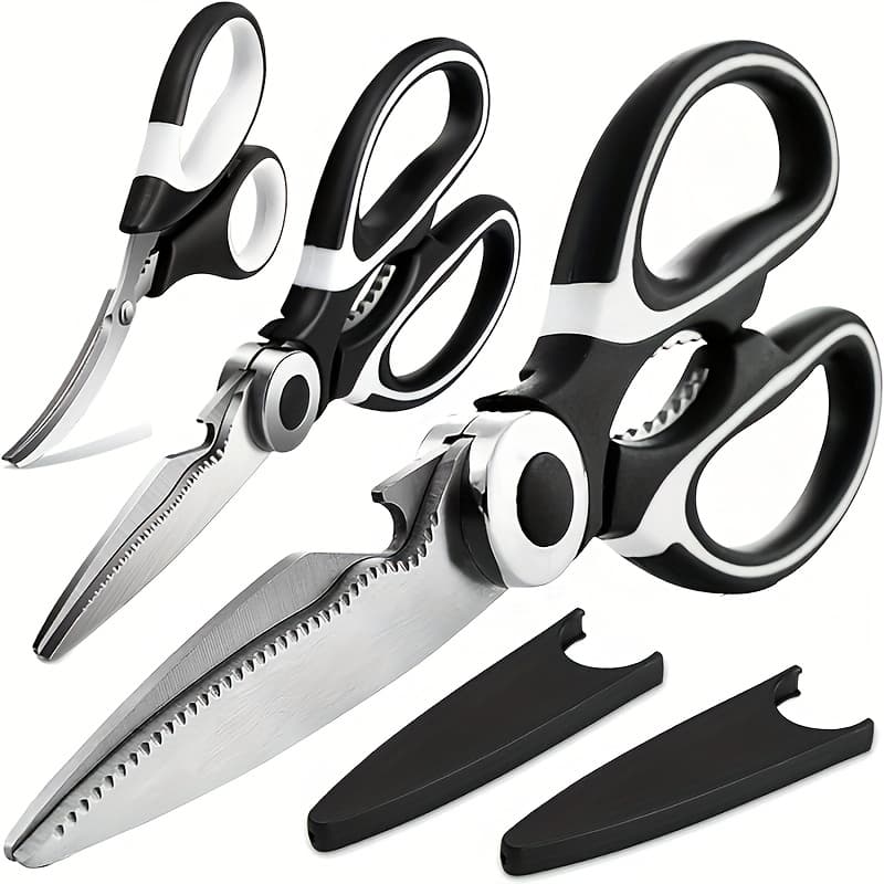 TEMU Food Grade Kitchen Scissors 3pcs-heavy Duty Stainless Steel Cooking Shears For Cutting Meat, Food, Fish, Poultry Multipurpose Sharp Sissors For Dishwasher Safe
