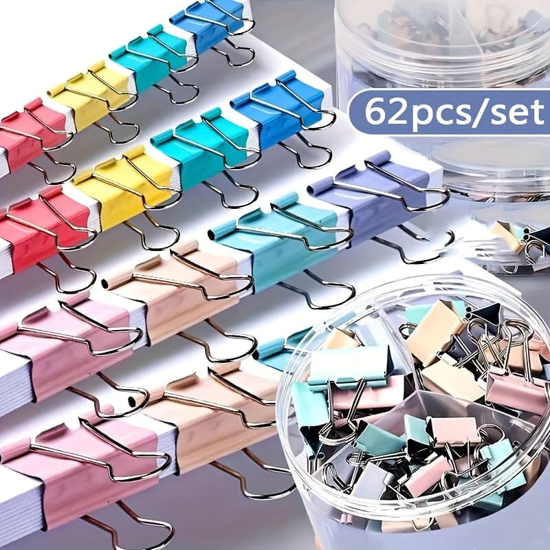 TEMU Binder Clips, 62pcs/124pcs Binder Clips Assorted Sizes, Large, Medium, Smallbinder Clips Combination, Can Most Of Needs, Suitable For Office, Home, School