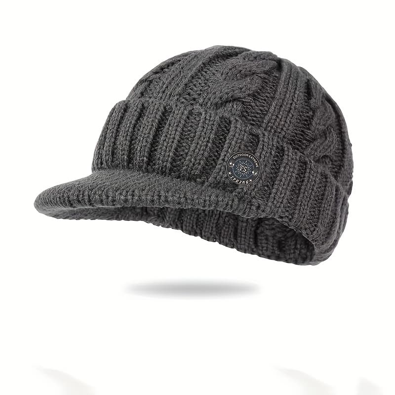 TEMU Men's Winter Velvet Thickened Ear Protection Riding Knitted Hat Cold-proof 2025 New Knitted Headgear