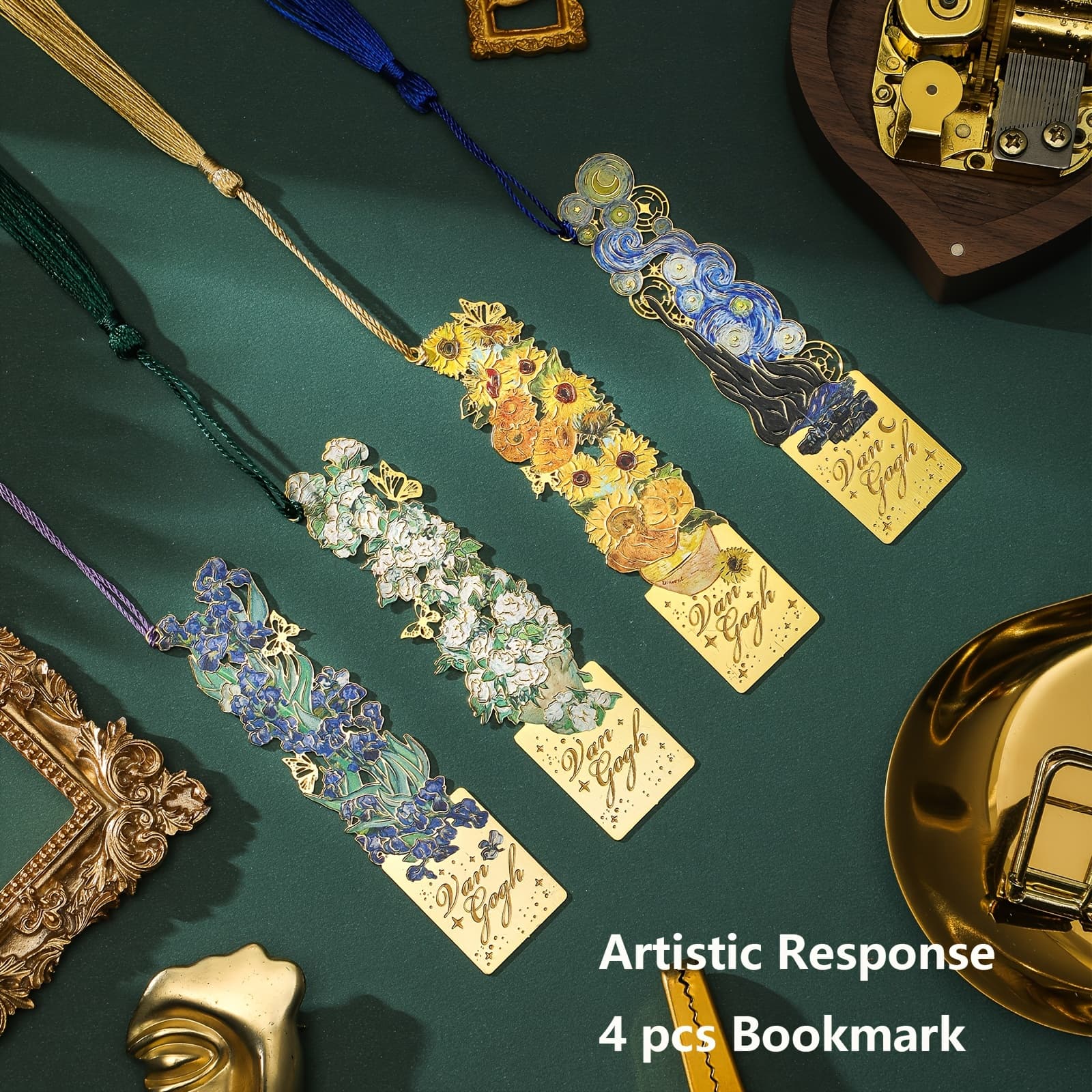 TEMU 4 Bookmarks With Artistic Paintings And Long Tassels - Creative Reading Accessories For Students And , Stationery Supplies And Gifts