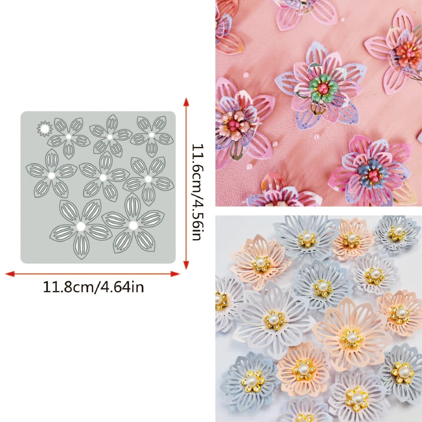 TEMU 1pc Metal Cutting Dies Flower Panel Diy Paper Craft Knife Mould Blade Punch Stencils Dies