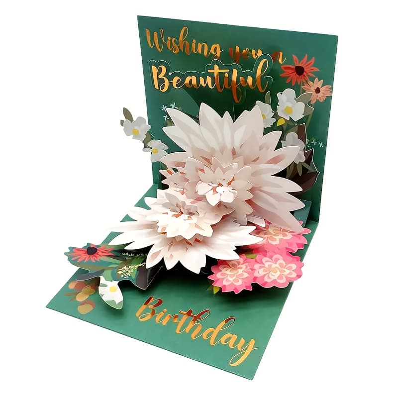TEMU 3d Pop-up Flower Birthday Card - Greetings For , Family, Teachers And Colleagues, The Best Birthday Gift, ,